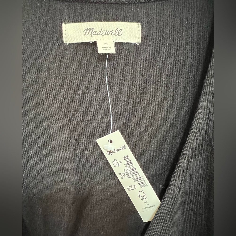 MADEWELL NWT Wrap Thong Bodysuit in True Black, size M - Picture 6 of 11